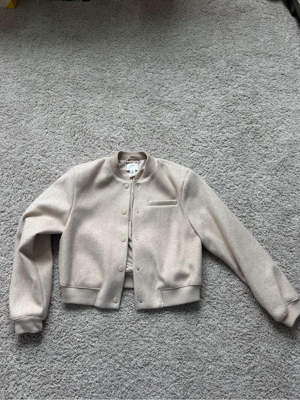 H&M Cream Varsity Bomber Jacket